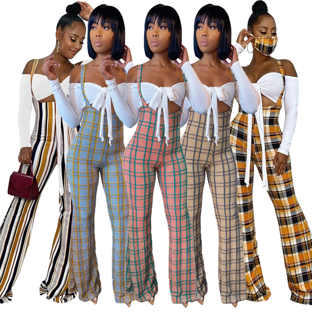 2021 Plaid Two Piece Pants Set Women 