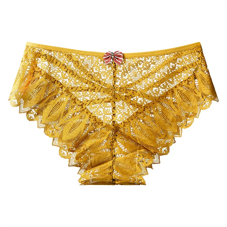 Sexy Mid Waist Lace Lace Bow Cross Strap Women's Triangle Pants aperçu 5