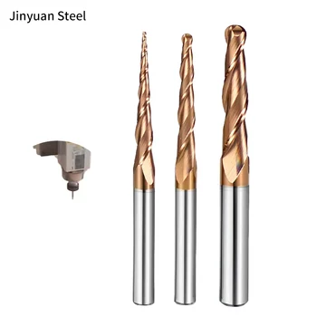 2 Flutes Double Edged Slope Coated Ball Cutter, Tapered Ball End Mill, Metal Relief Extended Tungsten Steel Alloy Cutter