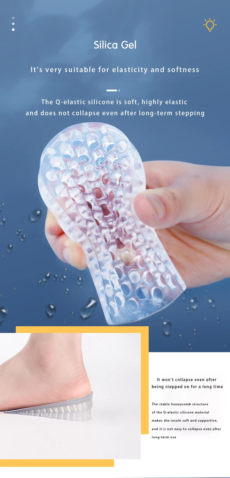 Silicone Height Increasing Insoles Invisible Half Shoe Pads