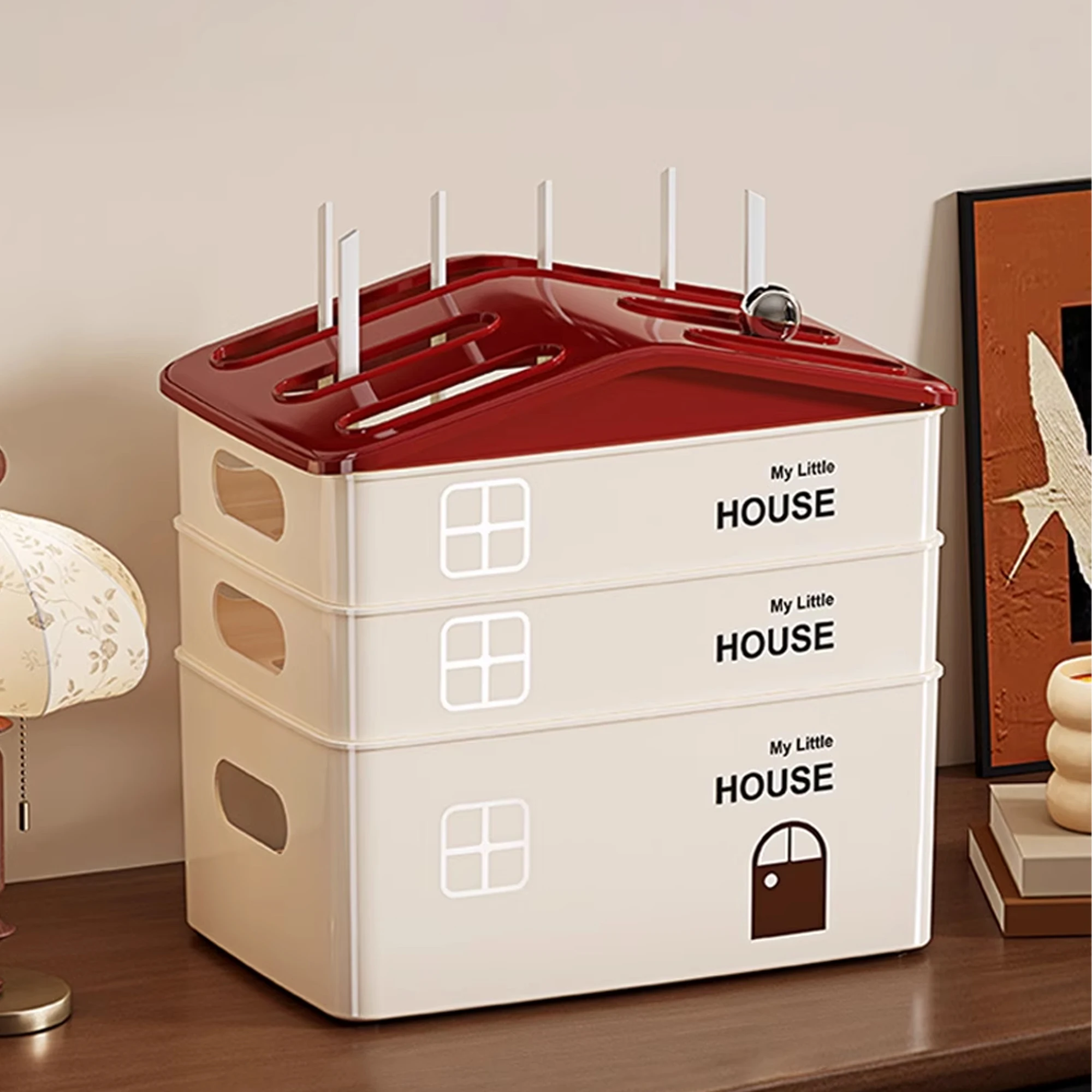 Caixa de Armazenamento Moderna em Plástico Retangular Multifuncional com Design Removível e Construção por Injeção para Organização de Cabos