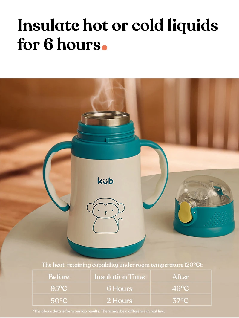 Kub 280ml 316 Stainless Steel Spillproof Water Bottle Baby Insulation