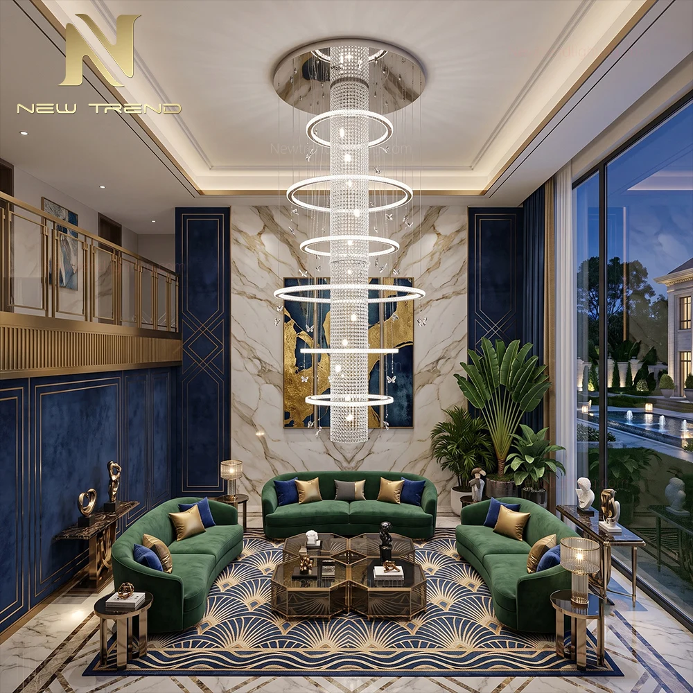 CPL-510 Custom Free-Form Crystal Chandelier: Luxury Architectural LED Lighting Manufacturer for Villas & Foyers