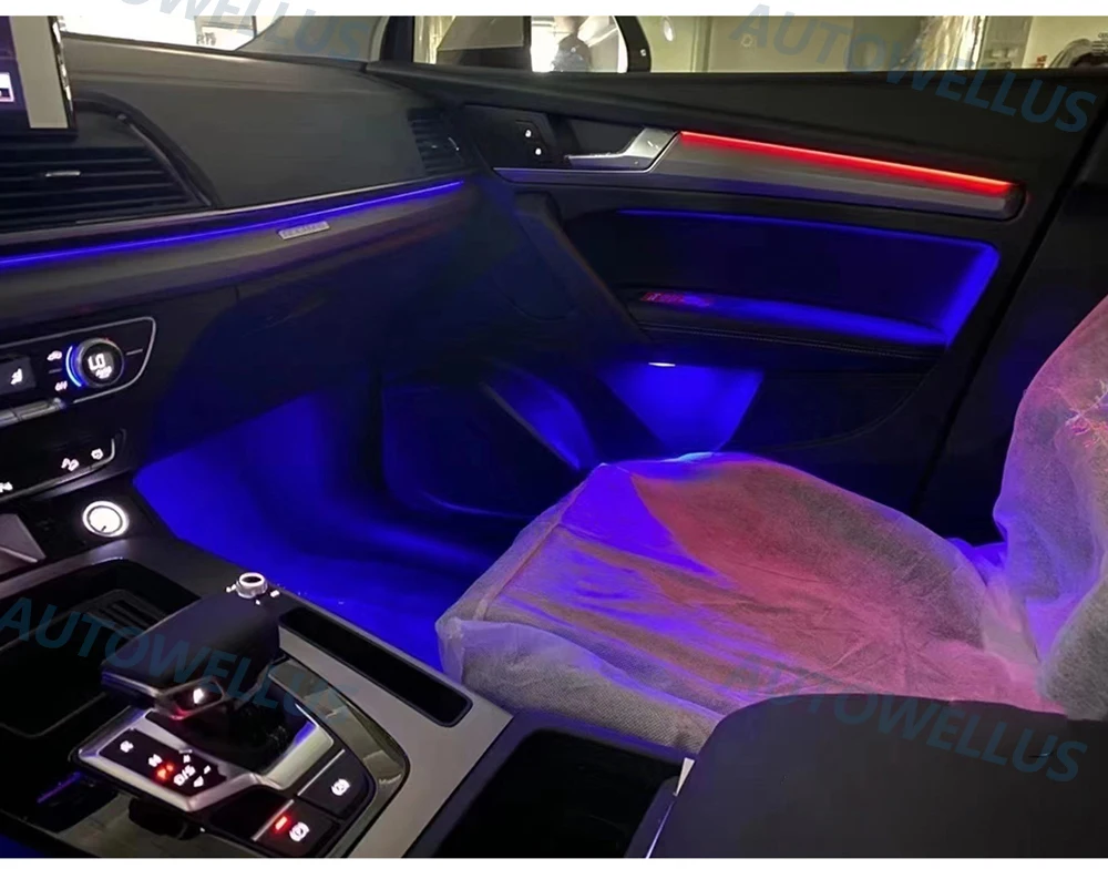 Upgrades 32 Color RGB Interior LED Ambient Lighting Kit for MMI Control Replacement for Audi Q5 FY 2018 2019 2020 2021 2022