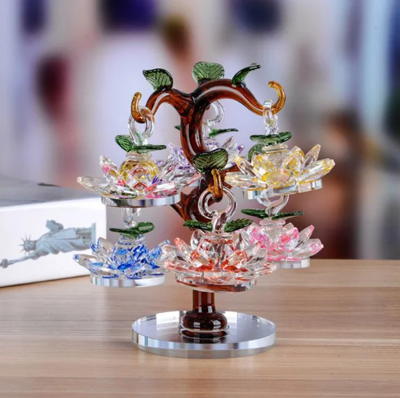 Хрустальное дерево лотоса для гостиной креативные деньги маленькие декоративные хрустальные ремесла стеклянные поделки