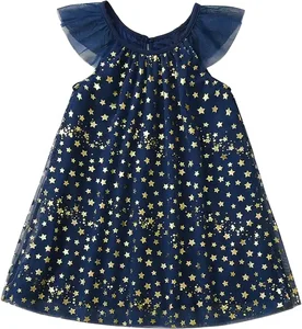 Customizable Toddler Girls Dresses Short Sleeve Girl Clothes Summer Outfit for Kids 2-14 Years Old