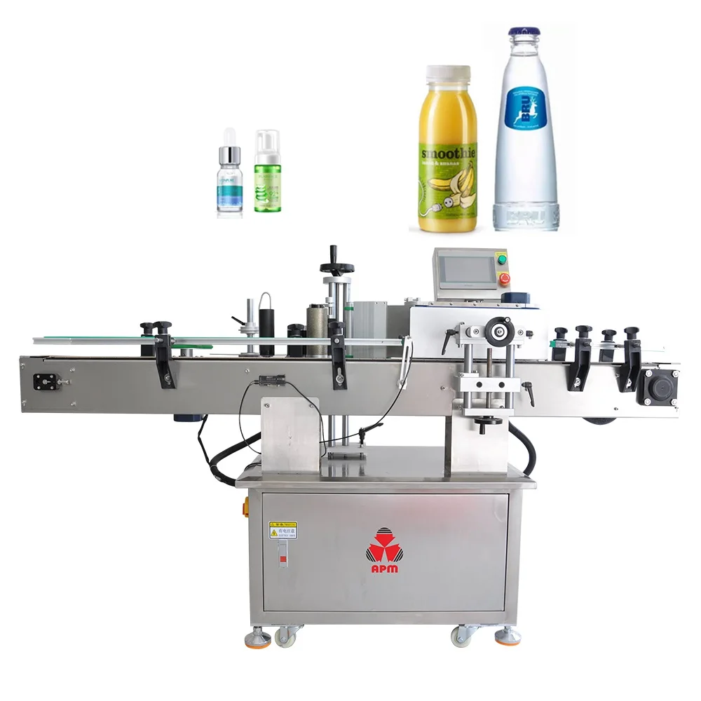APM-L211 Hot Sales Automatic Rolling Vertical Cup Can Water Bottle Round Bottle Labeling Machine for Plastic Bottles
