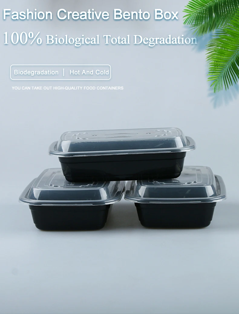 24oz Plastic Bento Lunch Box Food Container Take Away Plastic Bento Box Disposable Wholesale