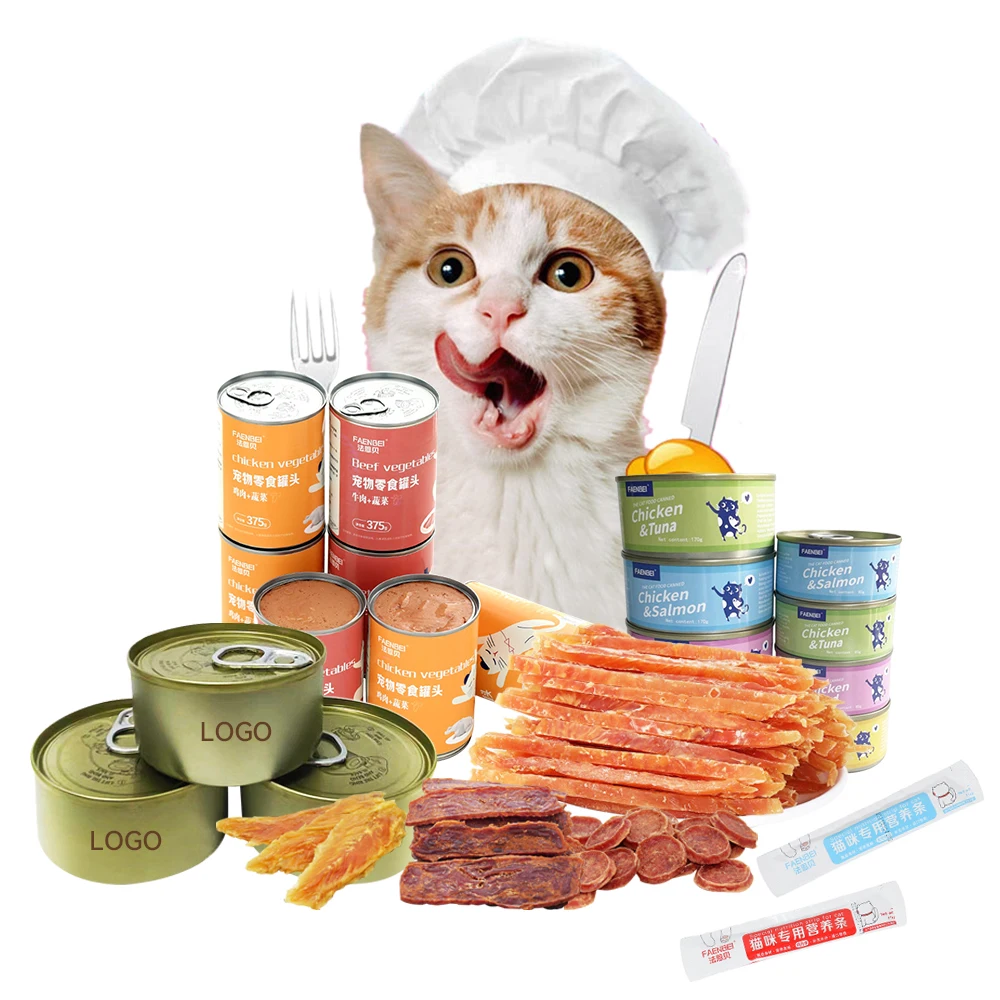 Wholesale Custom Logo Tuna Salmon Beef Dog Wet Food Canned Cat Strip