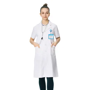 Wholesale Custom Medical White Lab Coat Doctor Short Sleeve Workwear Hospital Uniform White Lab Coats