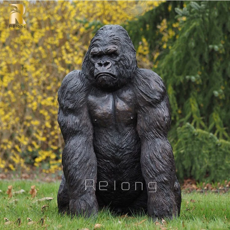 Outdoor Decoration Giant Metal Animal Casting Brass Bronze Gorilla Statue Sculpture