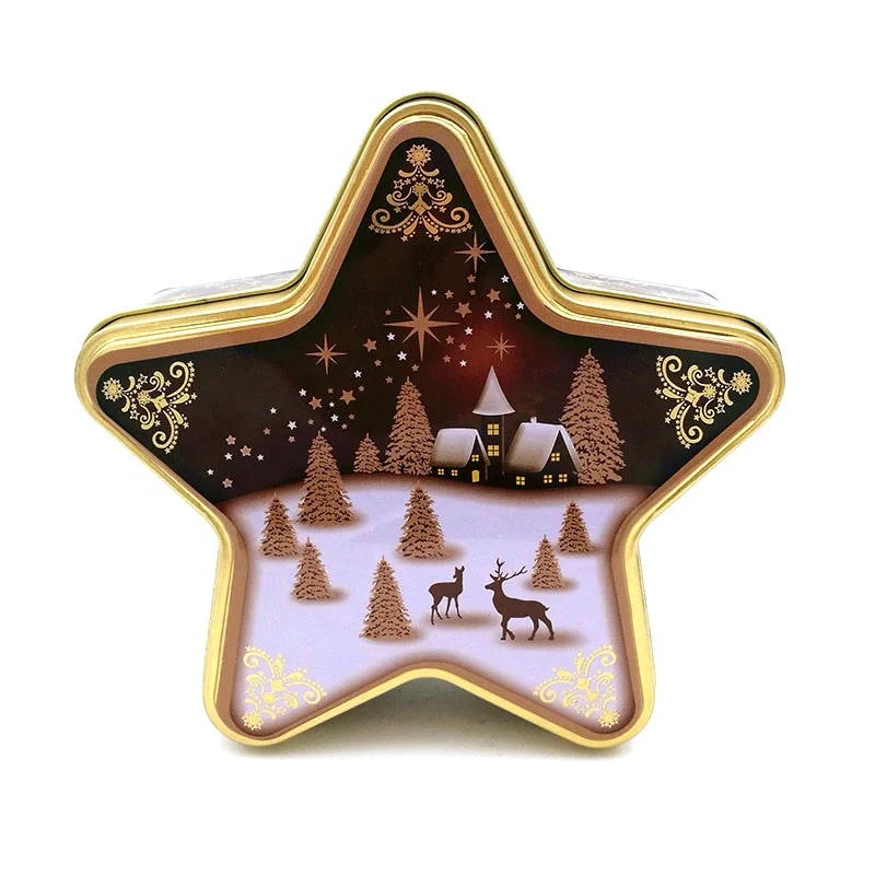 Пустая упаковка для конфет на заказ маленькая металлическая жестяная звезда Рождественского украшения