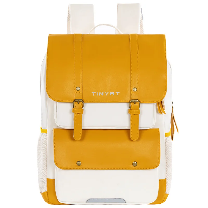 TINYAT logo Nieuwe Rugzak Informele Mode Studenten Schooltas Computerrugzak Rugzak met Grote Capaciteit voor Reizen Wit