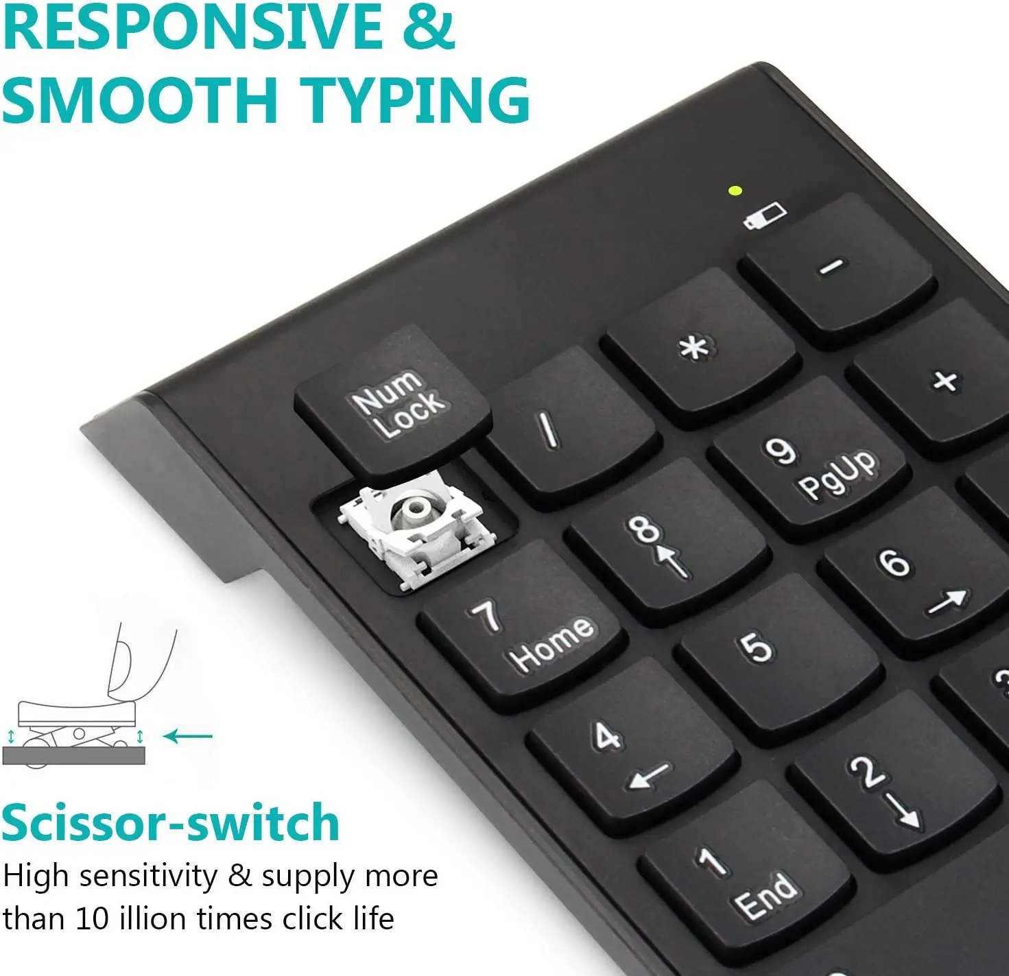 Numeric Keypad Wireless Usb Number Pad 2.4ghz 18 Key Mini Portable Data