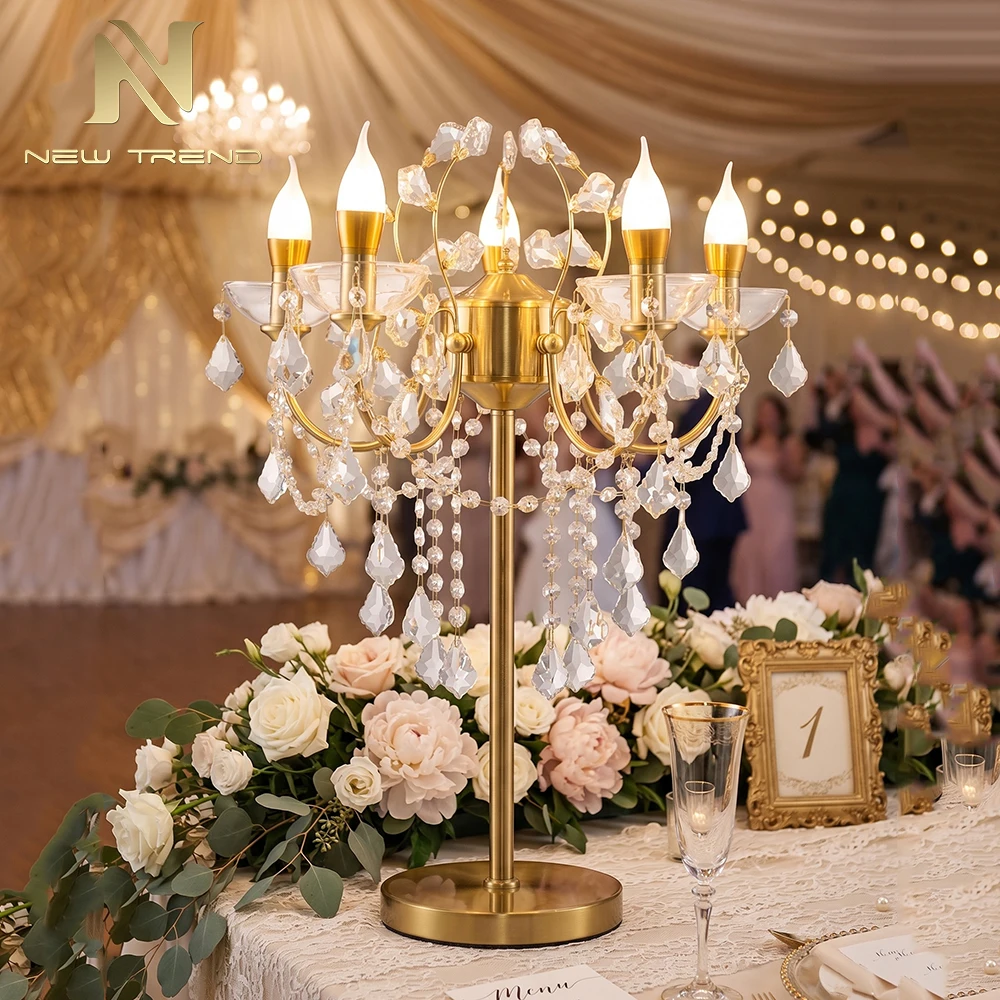 cpl-503 Luxury Cordless Crystal Table Lamp – Touch Dimmable Rechargeable LED Centerpiece for Grand Banquet Hall