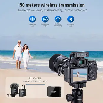 Neewer 2 Pack Wireless Lavalier Microphone With Charging Case Clip on External 2.4G Mini Mic detail image