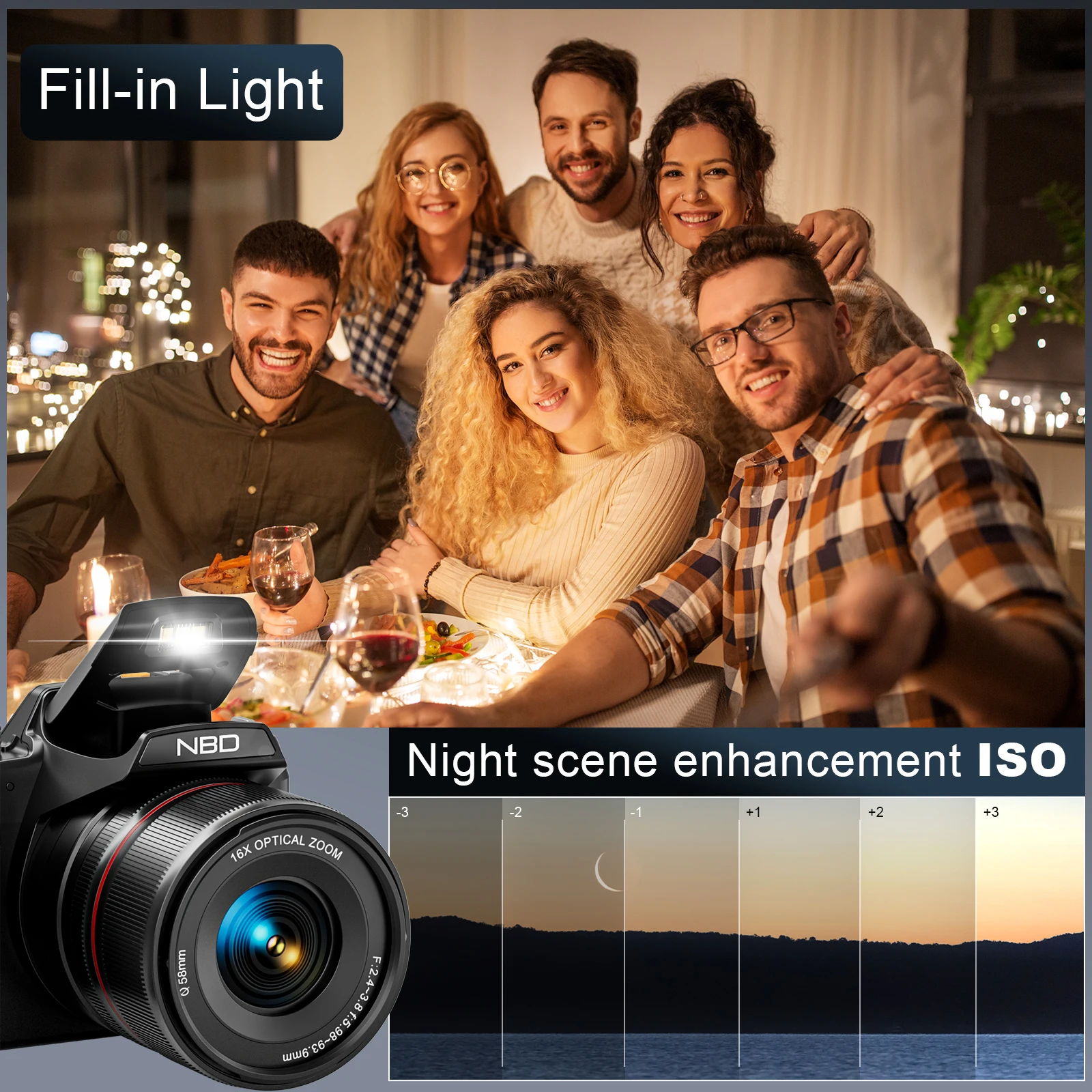 NBD S210 Mirrorless 5K Video Camera with 64MP, 16x Optical Zoom 