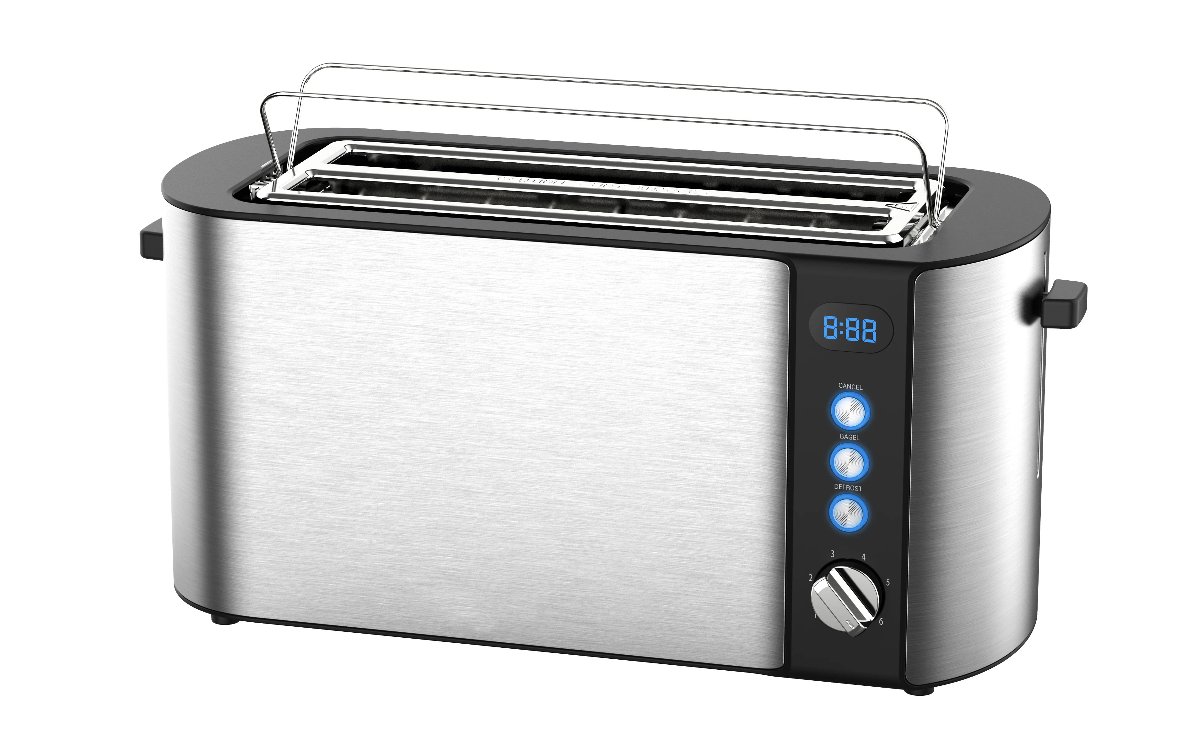 Vertical Unique Design Long Two Slice Custom Cereal Toaster with Timer Vintage Toaster with Stainless Steel Grill