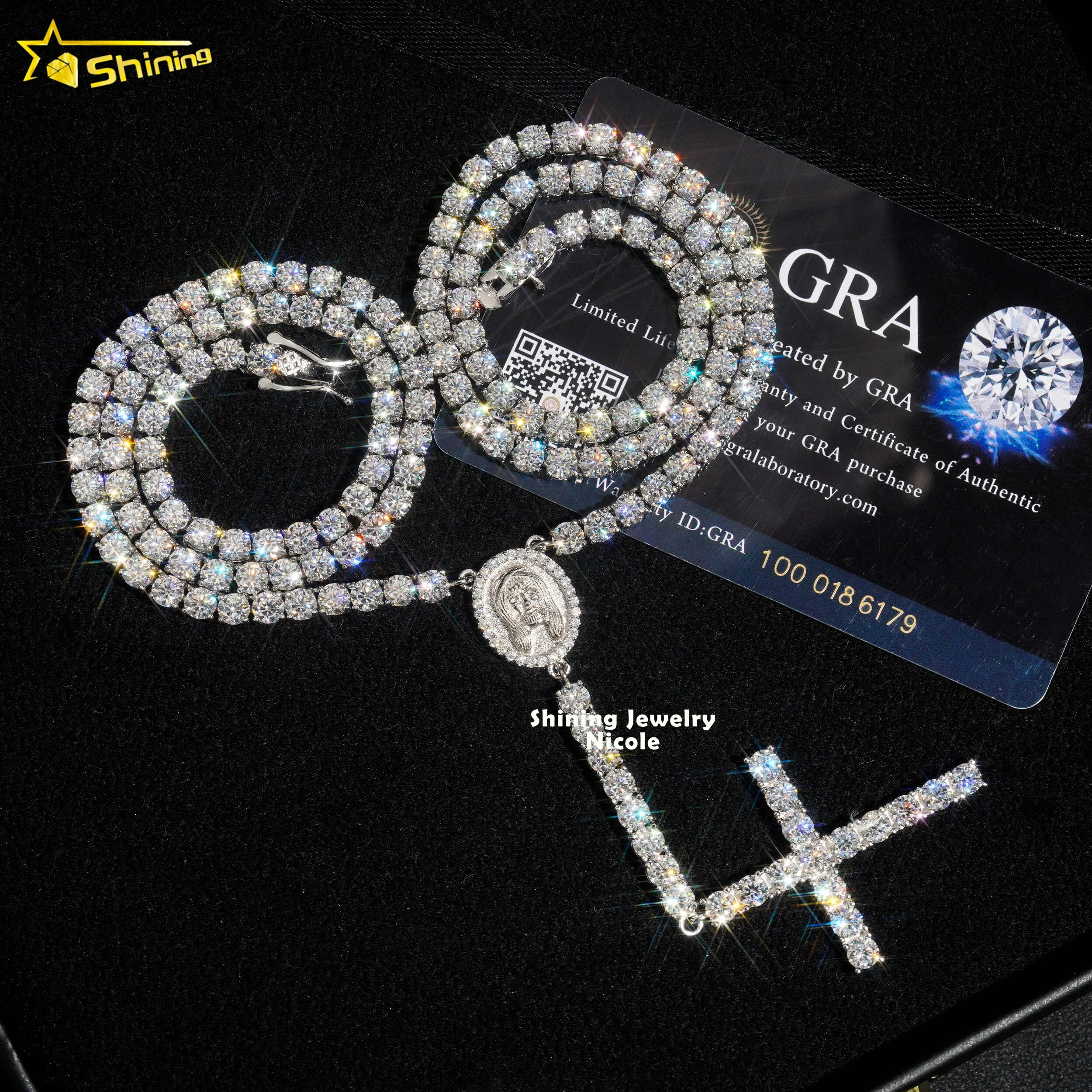 [TWICE着用]Cross Moissanite Simulator Dia Part1 Necklace_3色 Moissanite Platineve Cross Pendant 1.38ctw DEW - MOJ656 | JTV