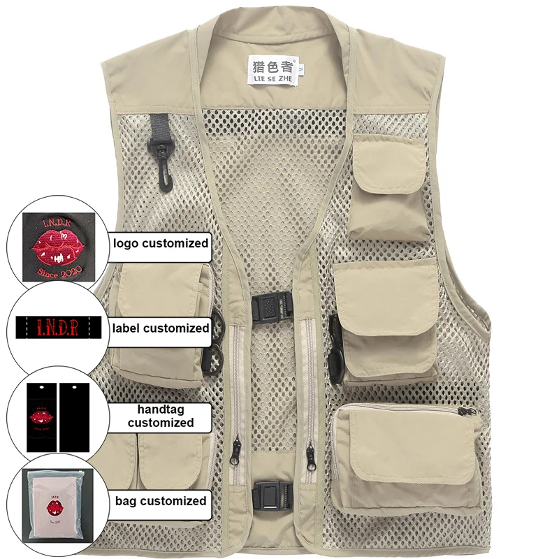 Navsedga High Quality Customized Logo Multiple Pockets  Mens Waistcoat for Summer Fishing Gilet