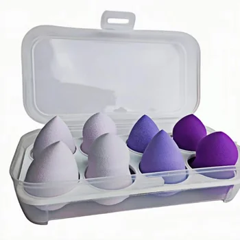 8 pcs beauty powder puff making machine  makeup sponge & puff set purple extended powder puffs set new packing