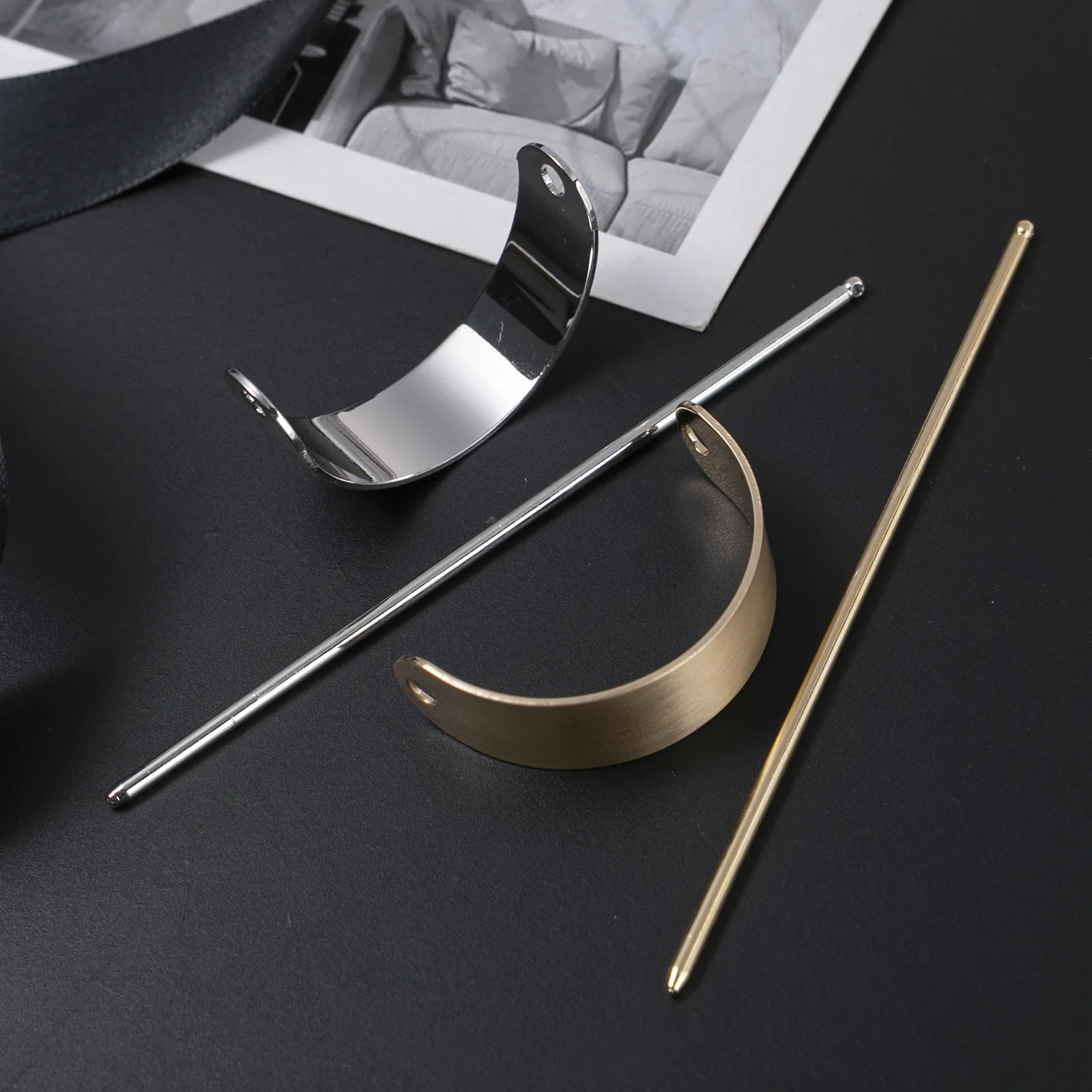 Fashion Simplicity Metal Wire Drawing Arc Shaped Hair Sticks Alloy Hollow Semicircle HairPins