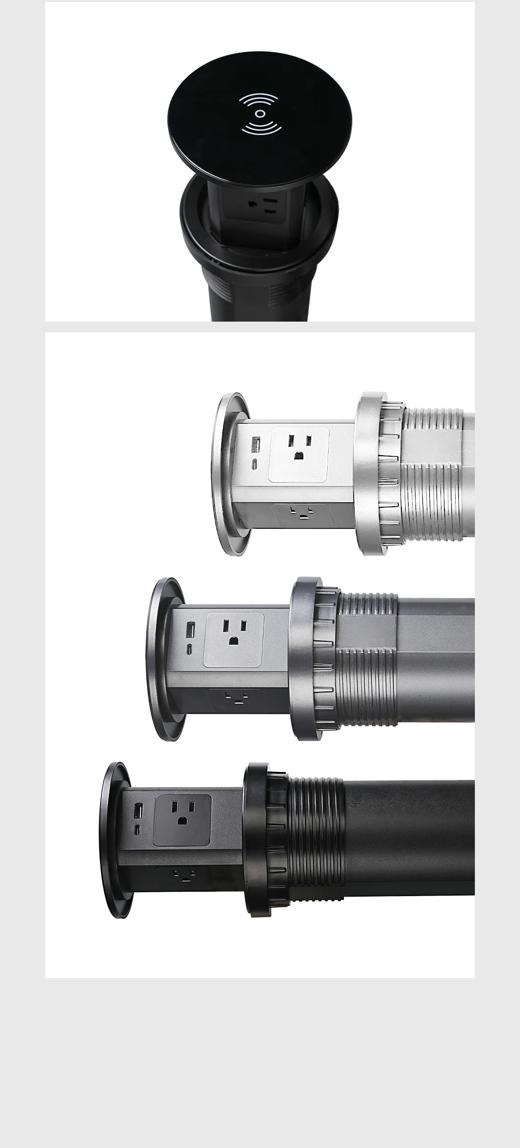 Power Socket Above Hydraulic Lifting Popup Power Socket Tower - 3 Outlets & USB Type A/C ...