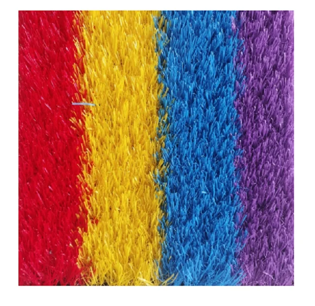 25mm Pile Decorative Colored Artificial Rainbow Grass Carpet Sports Playground Garden Football Soccer Natural Landscaping-PE PP