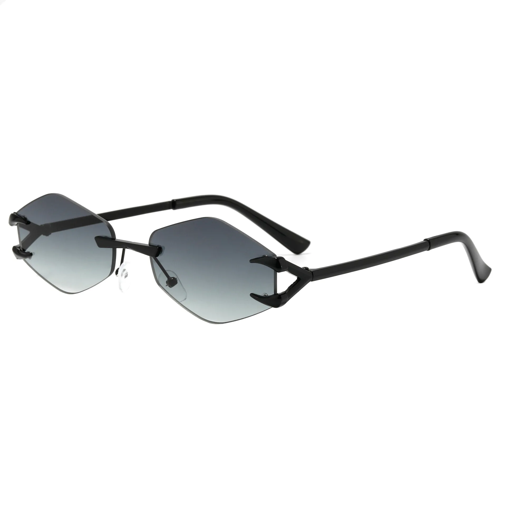 3 Pcs Rimless Rectangle Sunglasses for Men Women Hexagon Shade Eyewear ATHENS - Rimless Hexagonal Sunglasses – Venga Store main image 3