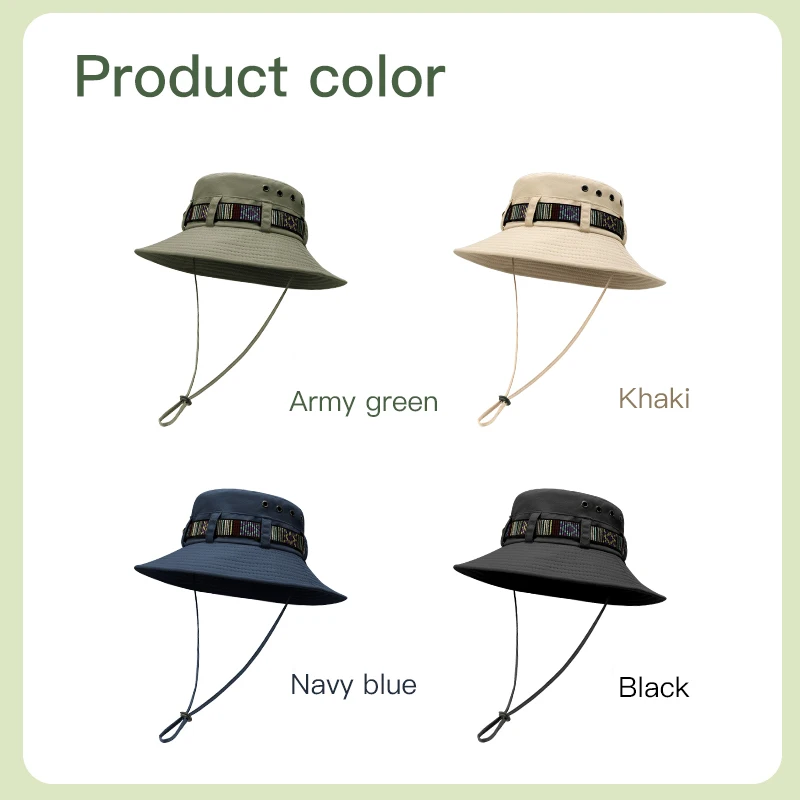 Custom Waterproof Fishing Bucket Hat Uv Wide Brim Sun the Fisherman Hat With Strings Sun Hats for Men Protection Bulk