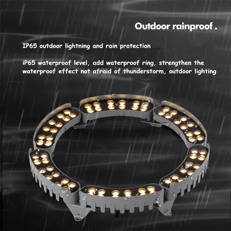 Outdoor Rgb Color Palm Tree Ring Light Ip65 Waterproof Park Garden Flood Spotlight Landscape Pole Post Coconut Hug Tree Lamp
