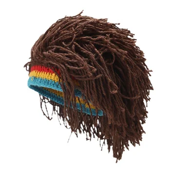 Men's Reggae Rasta Beard Hat – Funny Knit Beanie With Removable Beard For Costume & Winter