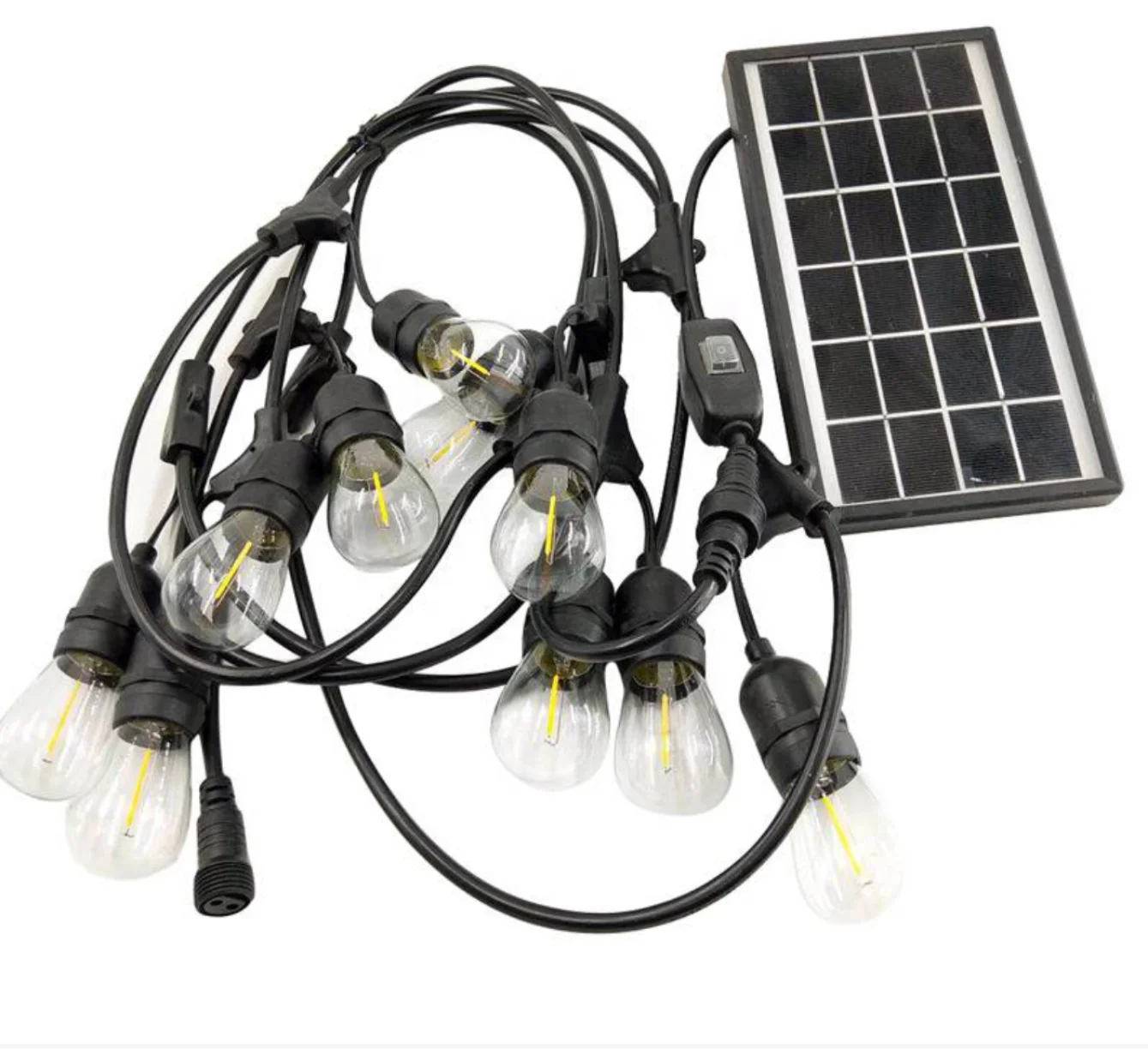 6W 6V Solar Light String 10m 15pcs E12 Solar Led String Garden Plastic G40 Filament Bulb Led Solar String