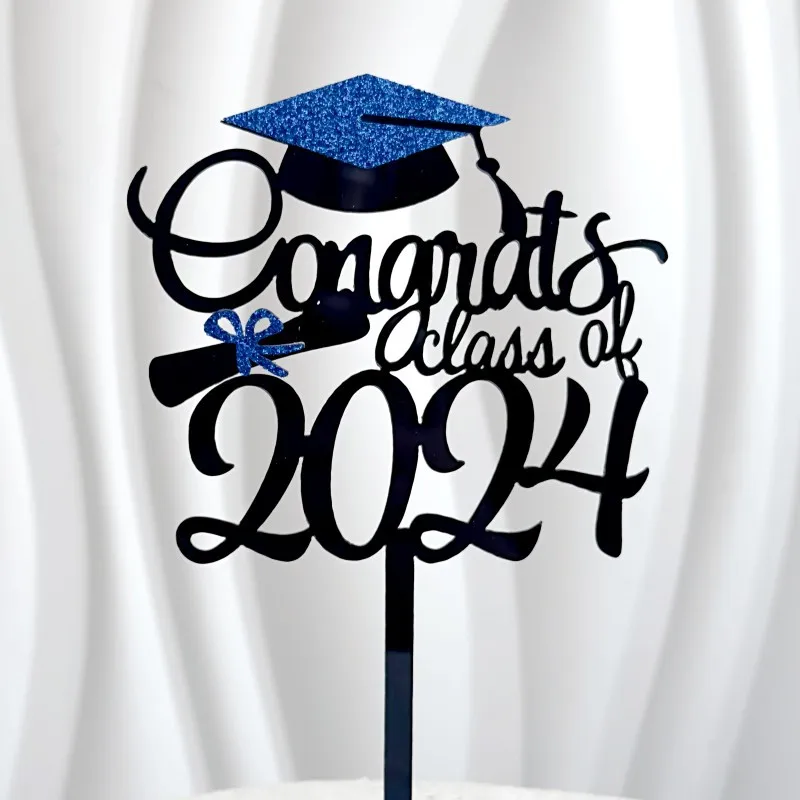 Acrylic Congrats Grad Cake Topper Congratulations 2024 Graduation Cake ...