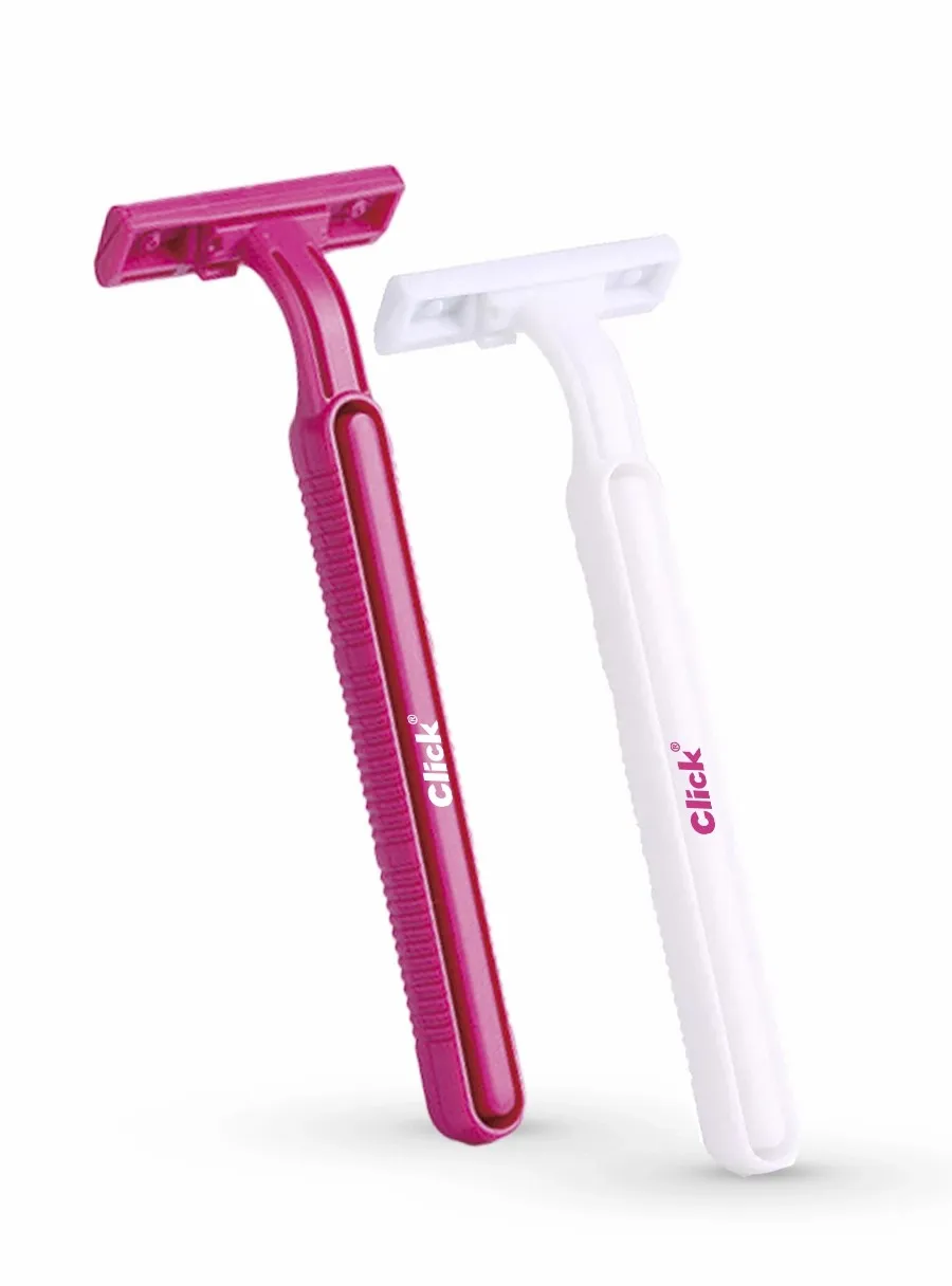 High Quality Disposable Twin Blade Razor for Ladies Click Twins Raspberry Plastic Handle Direct Factory Warehouse Supply for
