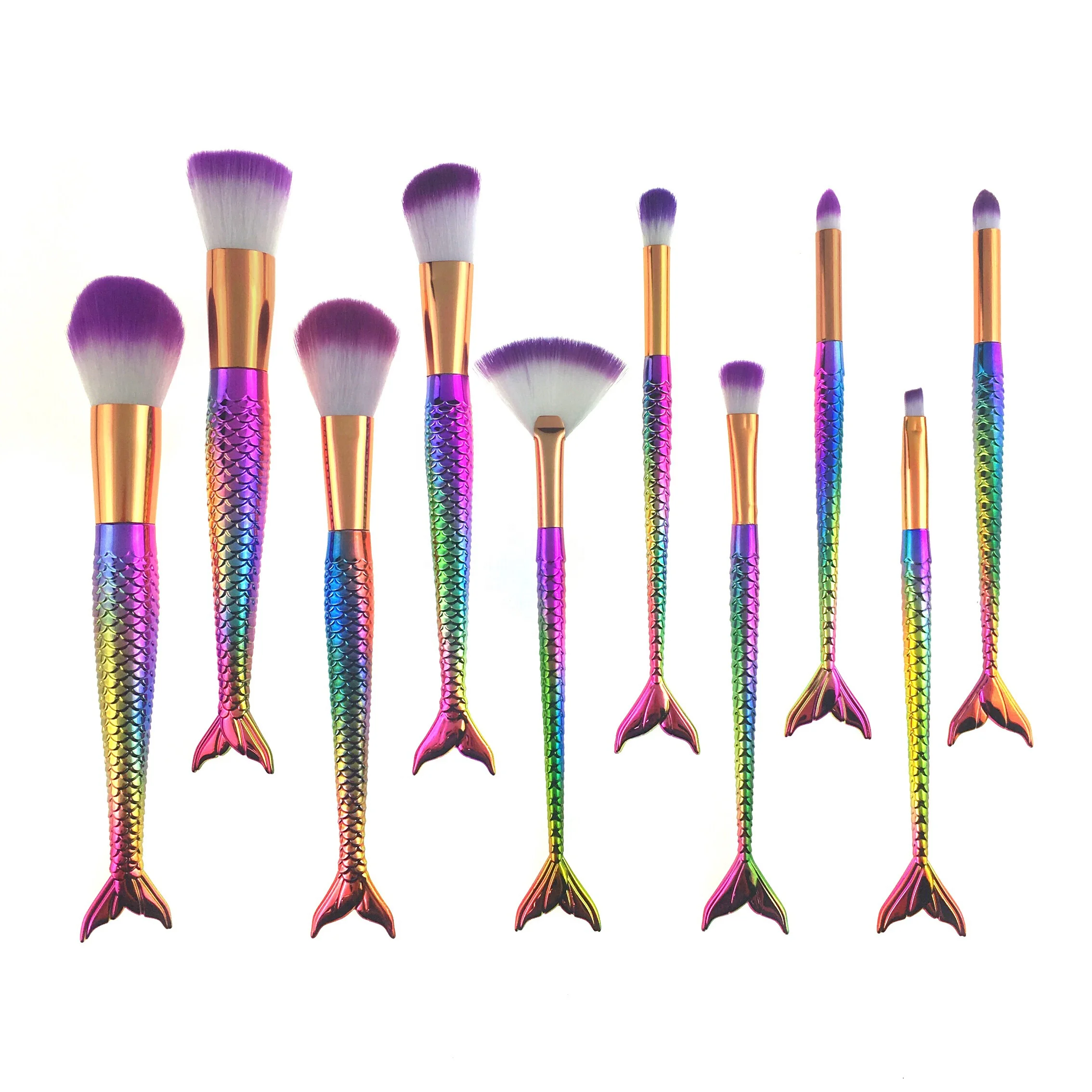 New Style Free Shipping Coverseco Friendly  Lip Brush Custom Label Angled 10pcs Unbrand Sigma rainbow Mermaid Makeup Brush
