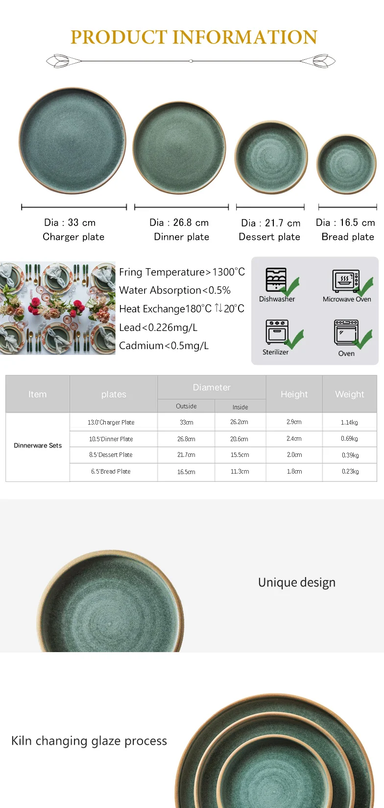 Ohere Wholesale Nordic Dark Green Crockery Fine Porcelain Tableware