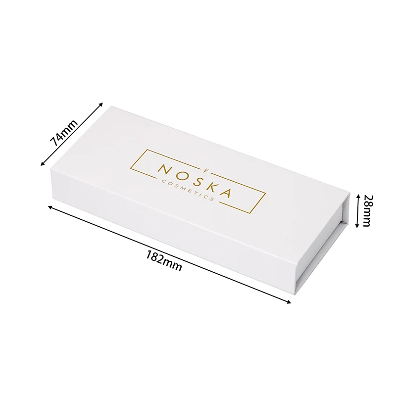 Boîte-cadeau magnétique minimaliste blanche pour rouge à lèvres, avec logo doré à chaud personnalisé et intérieur rigide en satin souple, pour baume à lèvres, maquillage et cosmétiques
