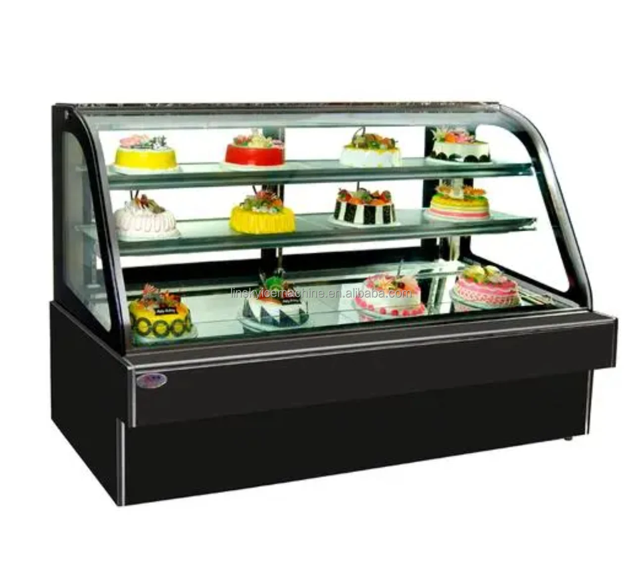 Small Desktop Cake Cabinet with LED Light Glass Door Display Cooler for Cake showcase Supermarket & Store Use
