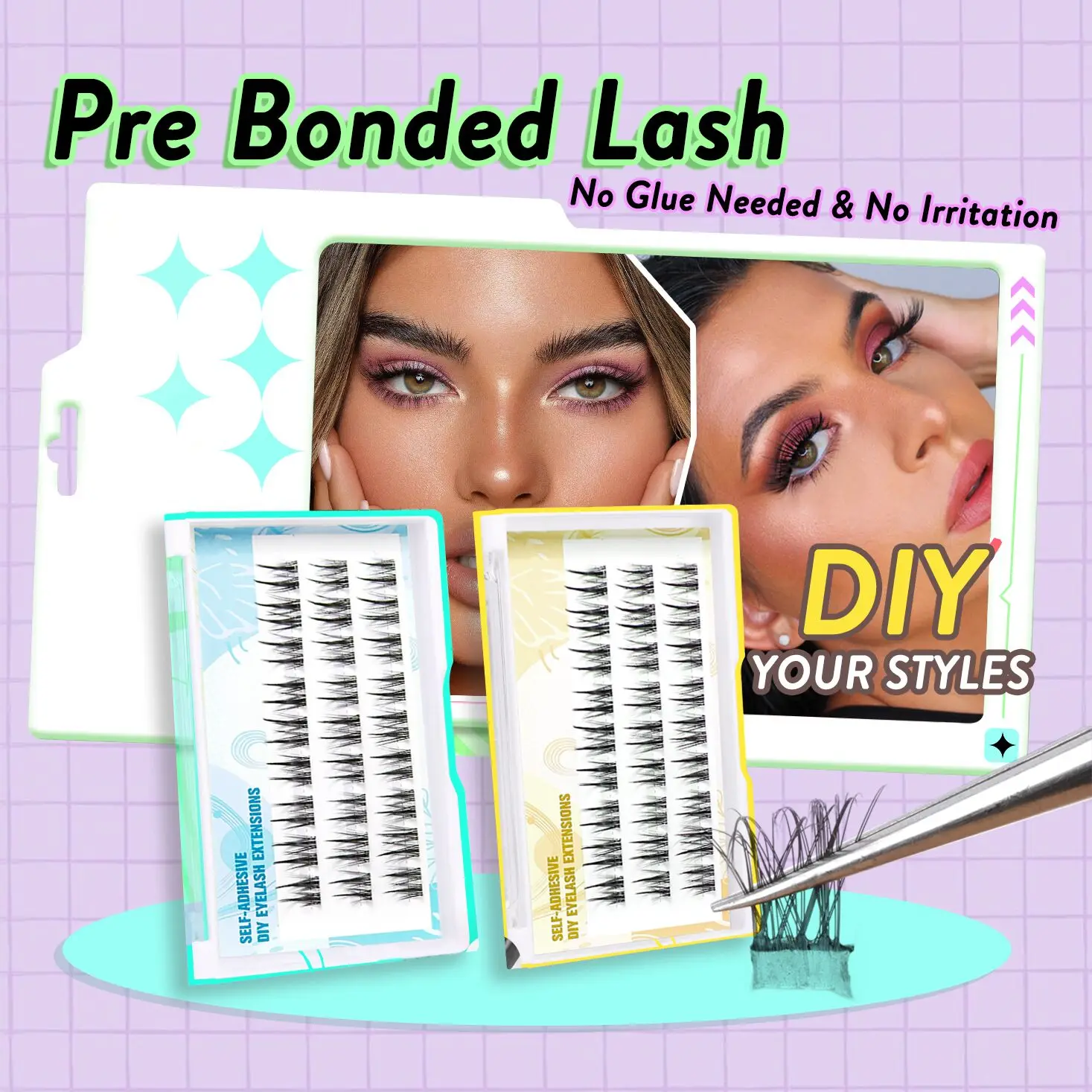 Press No Lash Glue Self Adhesive Diy Lashes Superfine Band Pre Cut