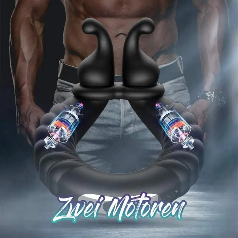 Cock Ring with 10 Vibration Modes Ring Vibrators with Testicles Vibration for /Perineum/Testicles Stimulation, Ring Stretchable