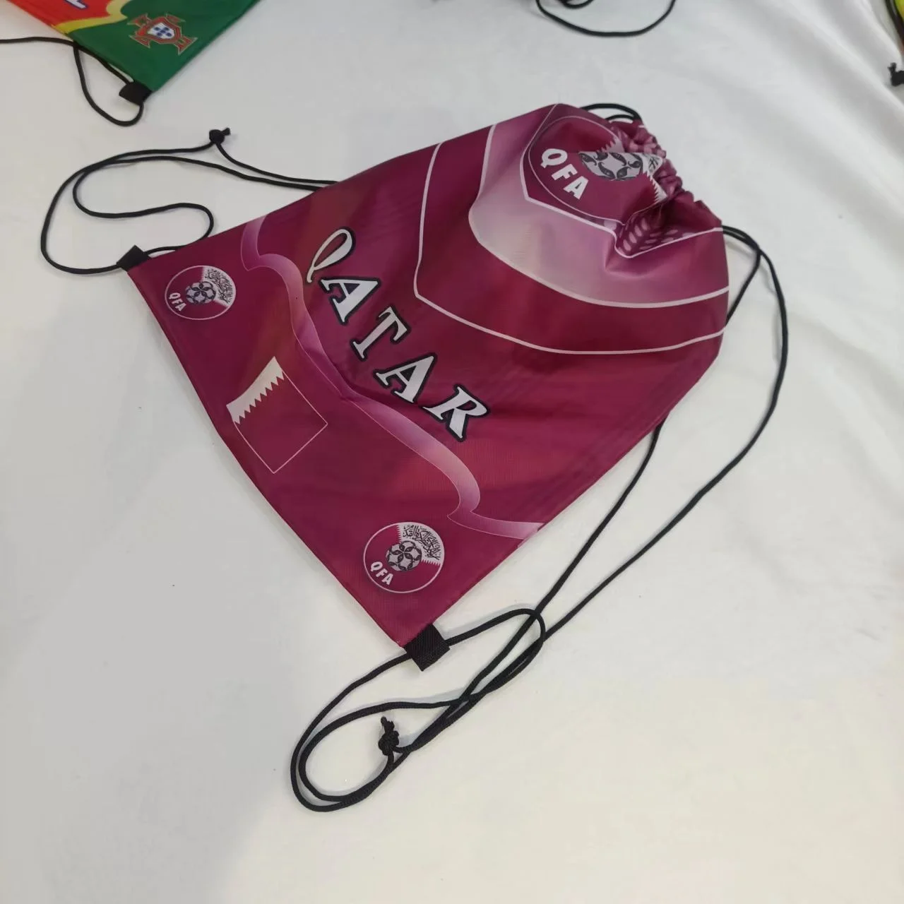 Qatar World Cup Fan Supplies Flag Football Drawstring Backpack World
