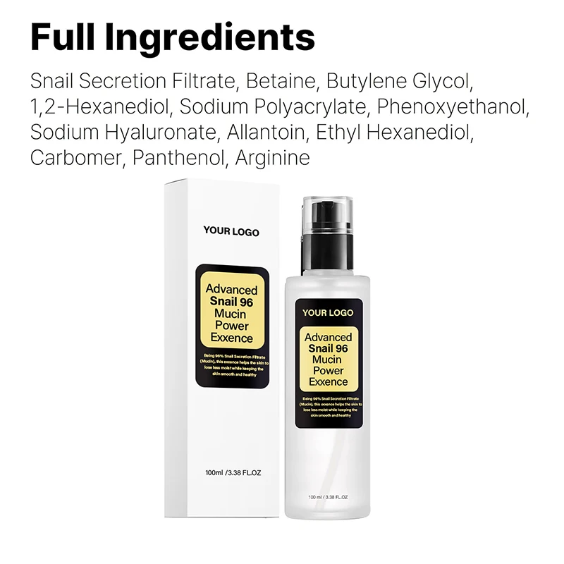 Private Label Korean Beauty Snail Mucin 96% Power Face Serum Mucin Serumessence Facial Whitening Repair Snail Serum(pic1)