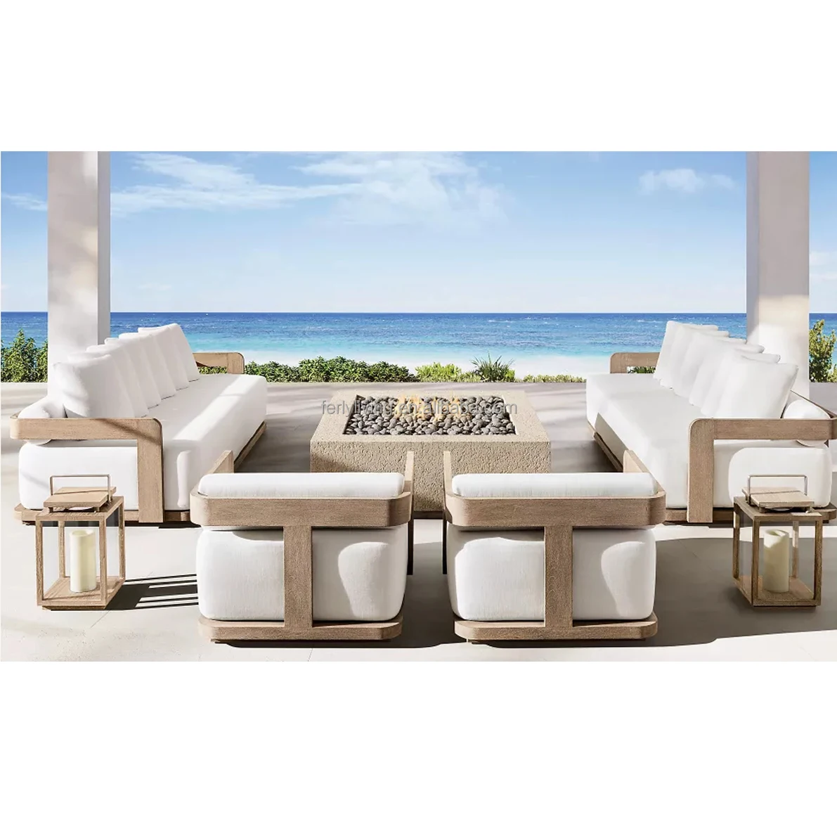 Modern Outdoor Garden Furniture Patio Sofa Combination Set Teak Large