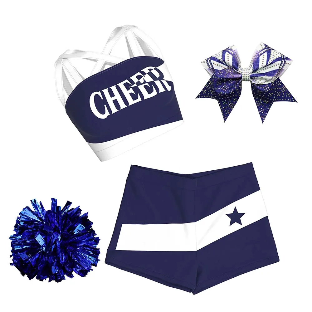 Custom Youth Sublimation Shiny Cheerleading Costumes Cheerleading Uniform With Rhinestone Buy