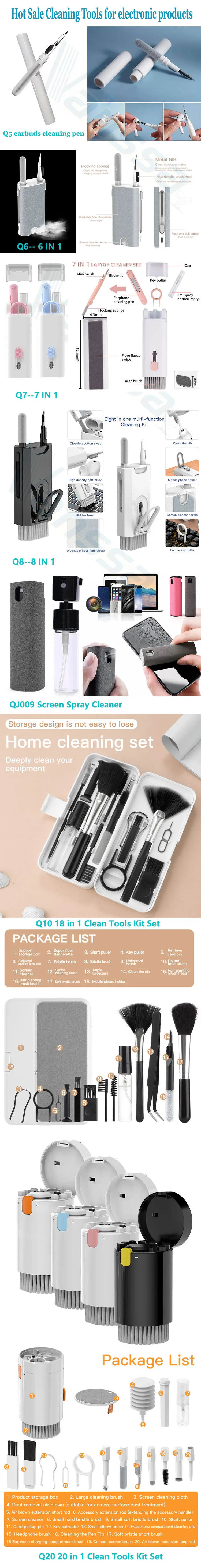 Smart Electronic Multi Purpose Sponge Ear Bud Headphone Mobile Cell Phone Touchscreen Pc Touch Screen Mist Cleaner Spray Kit