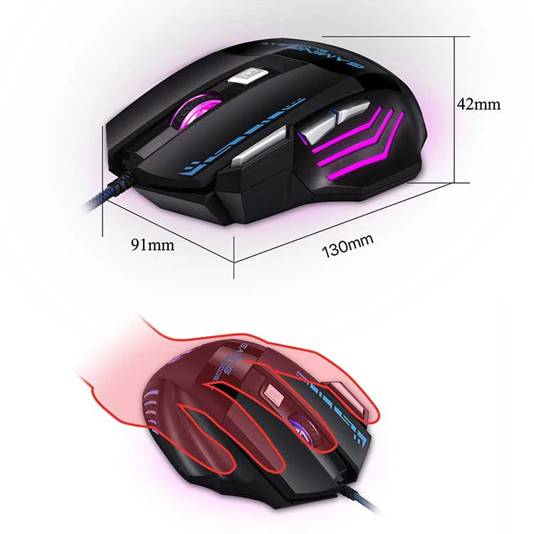 M1c Mechanical Wired Gaming Mouse 6keys Wired Ergonomic Mouse Gamer Rgb