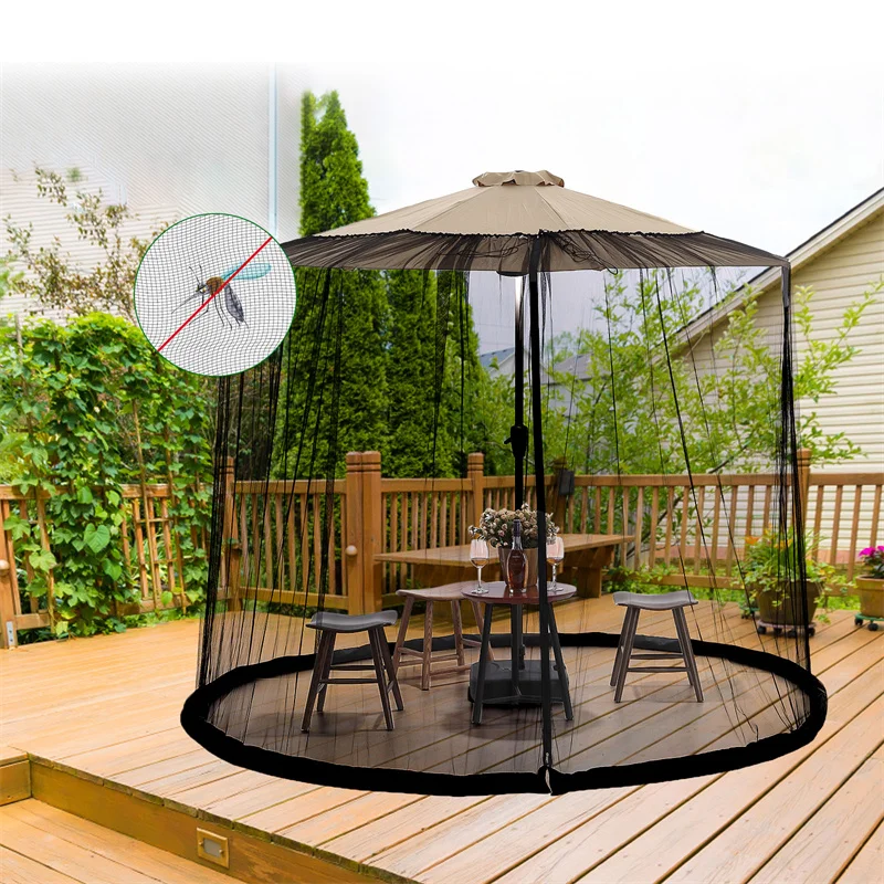 Patio Umbrella Mosquito Net Round Hanging Nets Double Zipper Door Bed Canopy home garden outdoor Alibaba