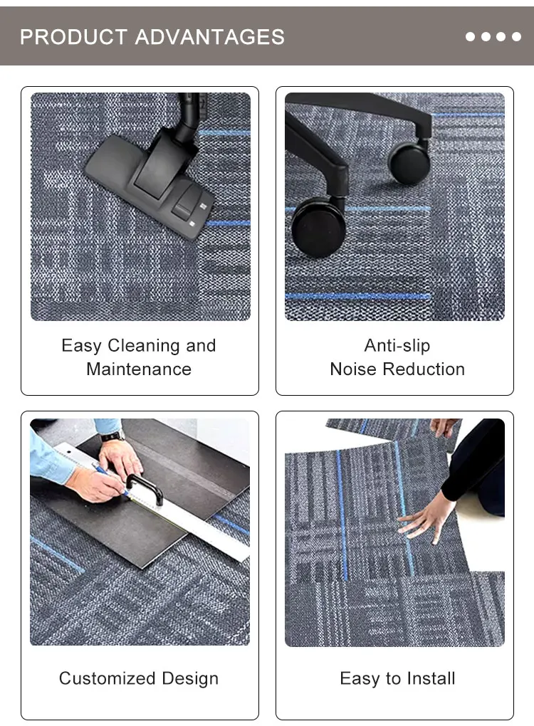 Luxury Commercial Tile Carpet Hotel Nylon Modular Interlocking Floor Carpet Tiles for Office Adult Modern Carpet manufacture