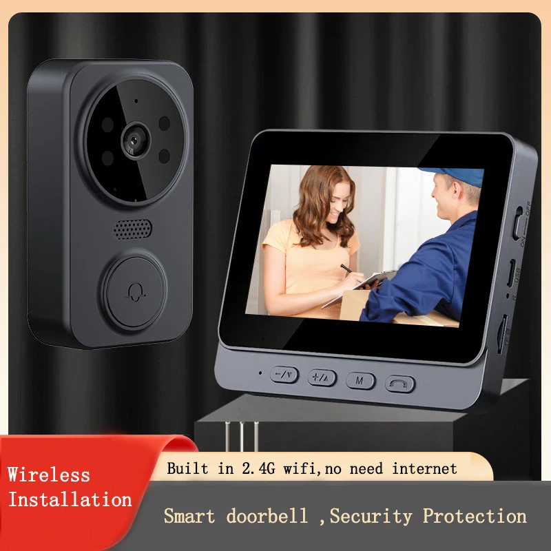 New Cctv Home Security Two Way Audio Door Bell Camera Wifi Battery Powered Wireless Smart Video Doorbell with 4.3in display